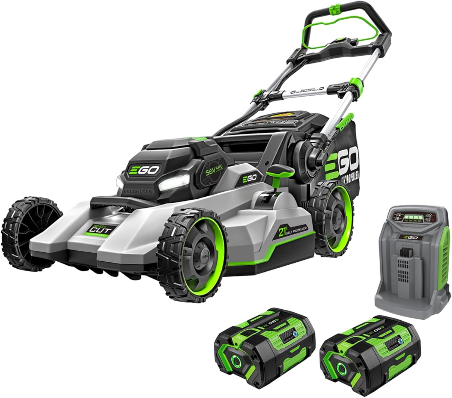 EGO POWER+ Electric Lawn Mower, Self-Propelled Cordless with Select Cut and Touch Drive, Includes (2) 56V 6.0Ah Batteries and Rapid Charger - LM2134SP-2