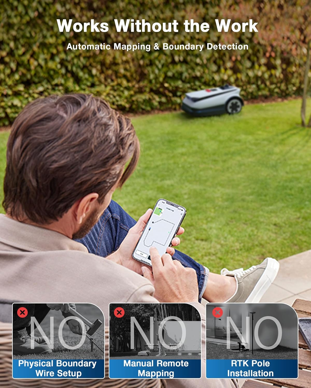 ECOVACS Goat A3000 LiDAR Robot Lawn Mower, Dual-LiDAR Navigation,Suitable for 3/4 Acre, 13” Cutting Width, 45min Fast Charging, Precise Edge Mowing, Smart Lawn Mower for Large Garden