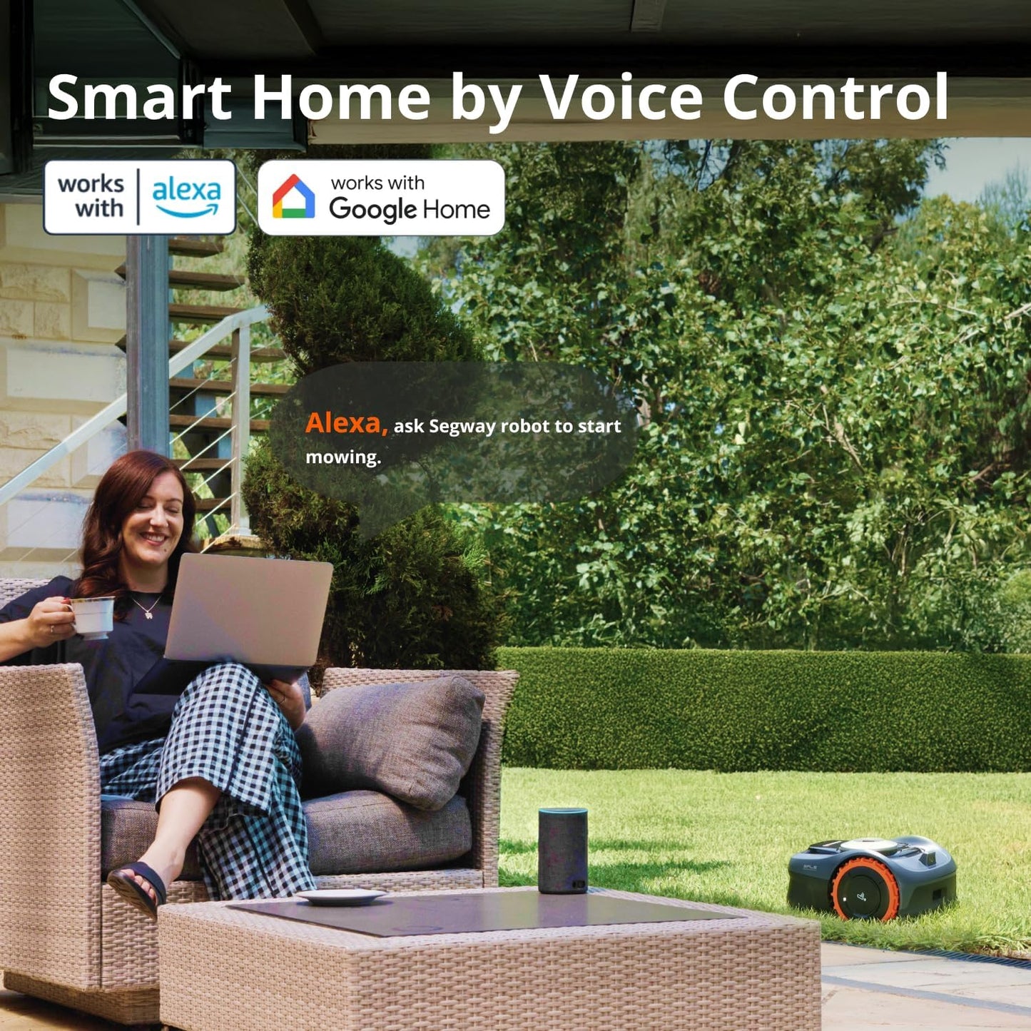 Segway Navimow i110N Robot Lawn Mower Perimeter Wire Free 1/4 Acre RTK+Vision Robotic Lawnmower, AI-Assisted Mapping, Virtual Boundary, APP Control, 58dB(A) Quiet, Multi-Zone Management