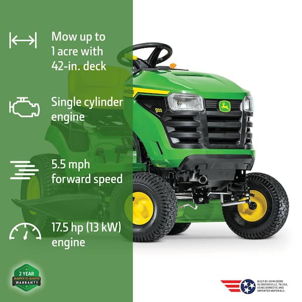 John Deere S100 42-inch 17.5 HP Gas Hydrostatic Riding Lawn Mower