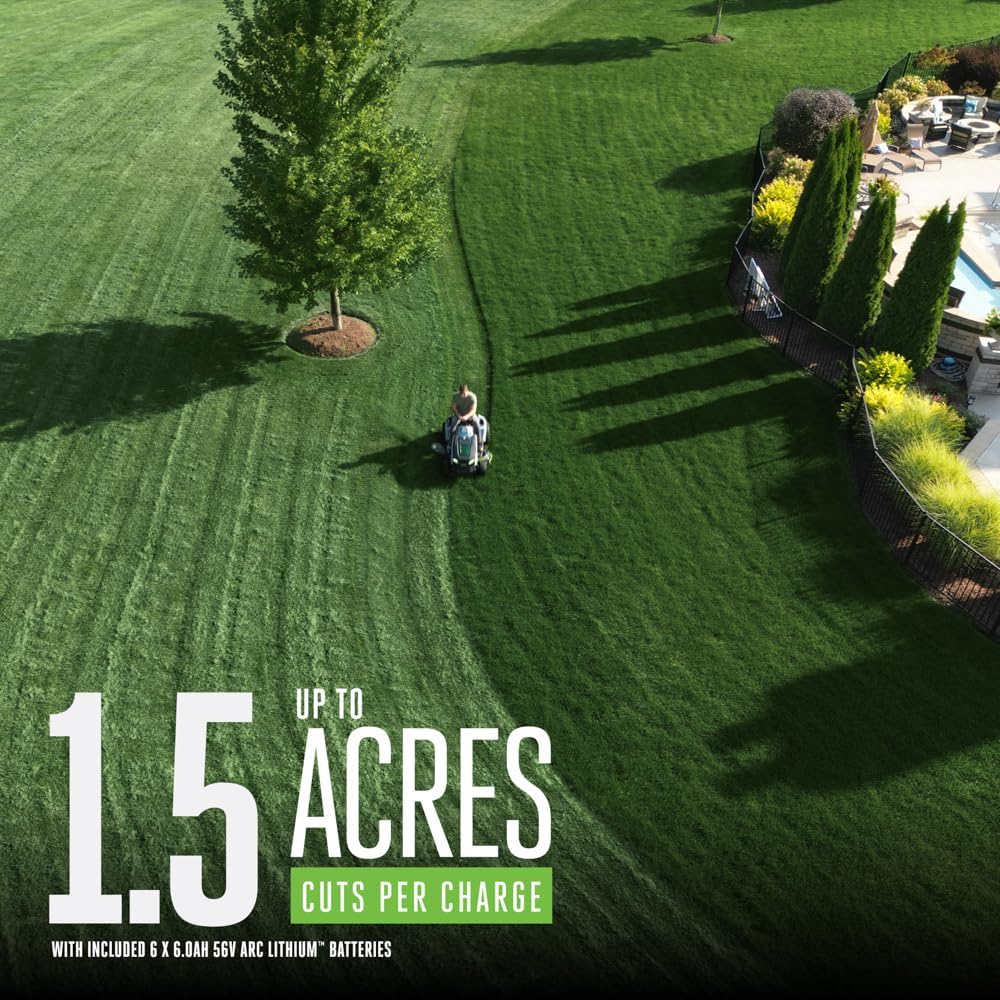 EGO POWER+ Electric Riding Lawn Mower, 42" Deck Cordless Tractor, Includes (6) 56V 6.0Ah Batteries and Charger - TR4204