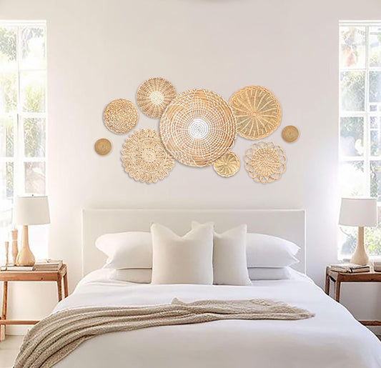 Set de Paniers Muraux Bohèmes en Rotin, Décoration Murale Écologique Artisanale